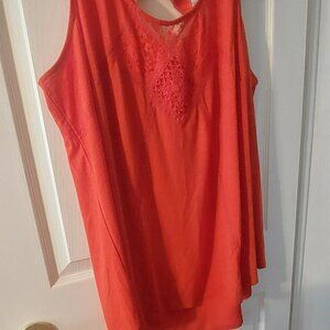 Red Lacey Summer Comfortable Tank Top Size Women's 2XL